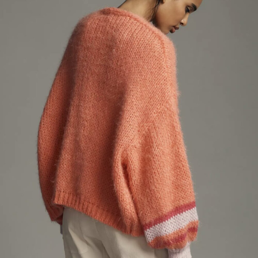 By Anthropologie Stripe-Sleeve Cardigan Sweater - Picture 4 of 10